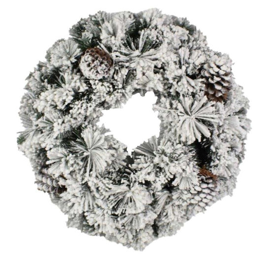 Christmas Decorative Wreath Flocked Pine Cones 60cm
