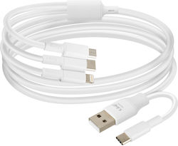 Linq USB-A USB-C zu USB-C Lightning Micro-USB Kabel Länge 1,2m Weiß