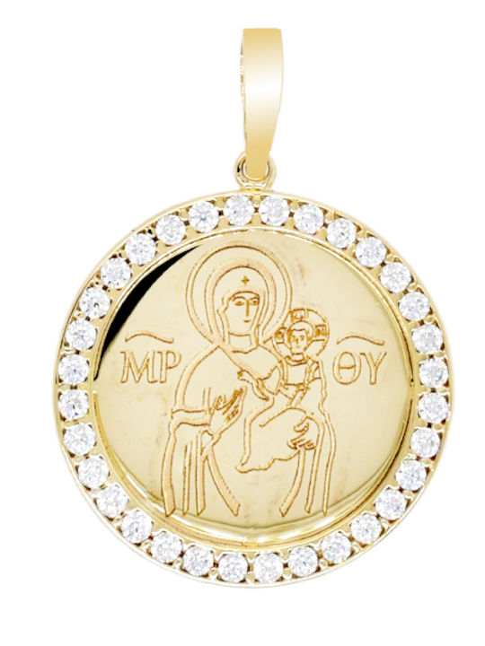 Xrisokosmima Висулка Детски Талисман с Дева Мария от Злато 14K FL476A