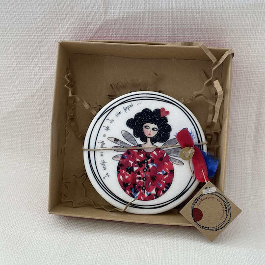 Round Coaster Wooden "We will fly high and everything will be magical" 1pcs