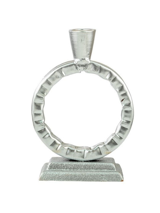 Zen Collection Κηροπήγιο Μεταλλικό σε Ασημί Χρώμα 12x17x17εκ.