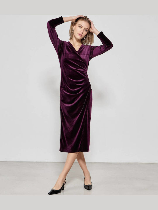 Passager Rochie Midi De Seară Catifelată Wrap-A...