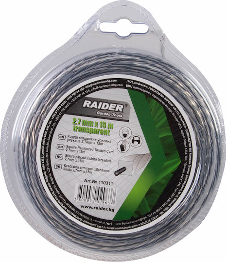 Twisted Square Wire Brush Cutters 2.7 Mm X 15 M Transparent Raider Garden Tools 110311