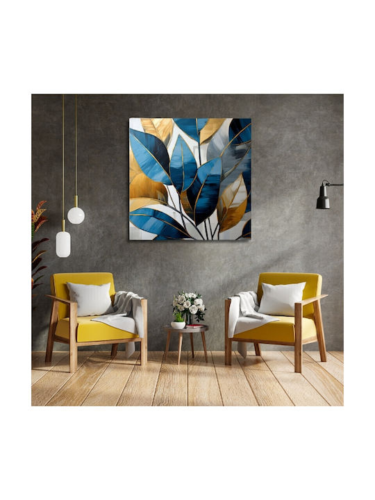 Megapap Botanical Leaves Painting on Canvas 100x100cm
