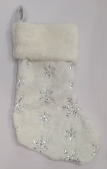 Weihnachtliche Dekorative Socke Stoff mit Stern L45xB18cm. Silber
