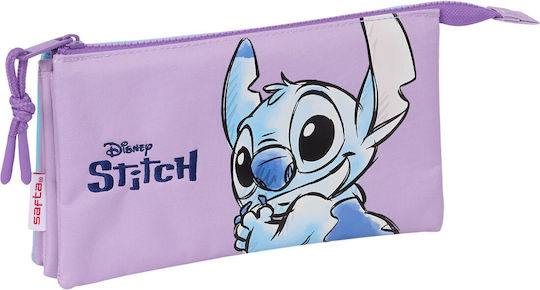 Stitch Pencil Case with 3 Compartments Blue