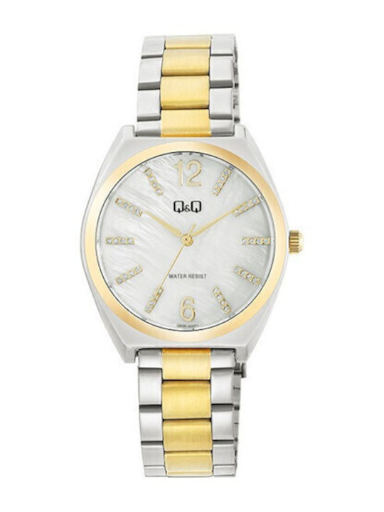 Q&Q Womens Watch 34mm Chronograph Battery With Silver Steel Bracelet