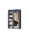 Fabric Wardrobe with Zipper and Shelves in Blue Color 105x45x75cm