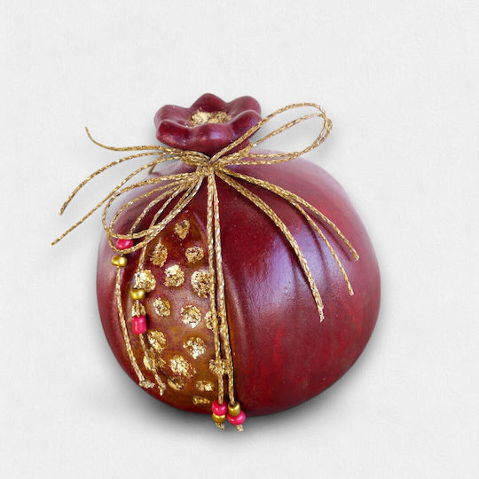 Artifact Handgefertigt Tischplatte Glücksbringer Granatapfel Rot Keramik 8x8cm 1Stück