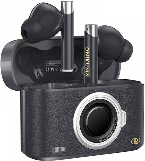 Onikuma T18 In-Ear Bluetooth-Freisprecheinrichtung Kopfhörer mit Schweißresistenz und Ladeetui Schwarz