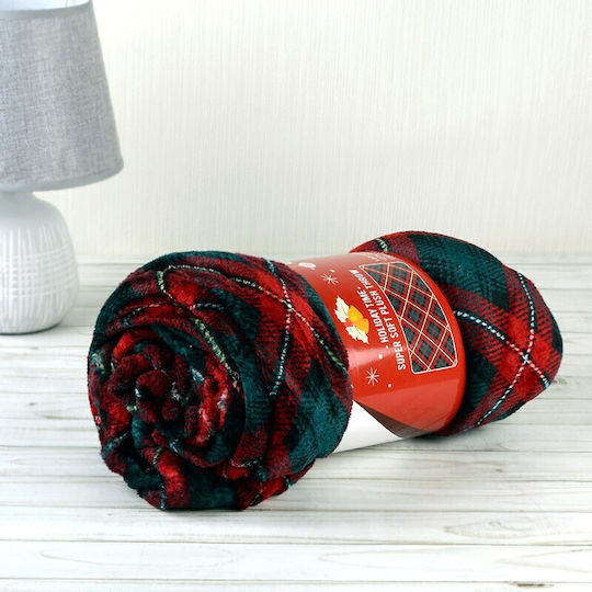 Одеяло Флийс Единично 150x200см. Vtg Коледна Red, Green