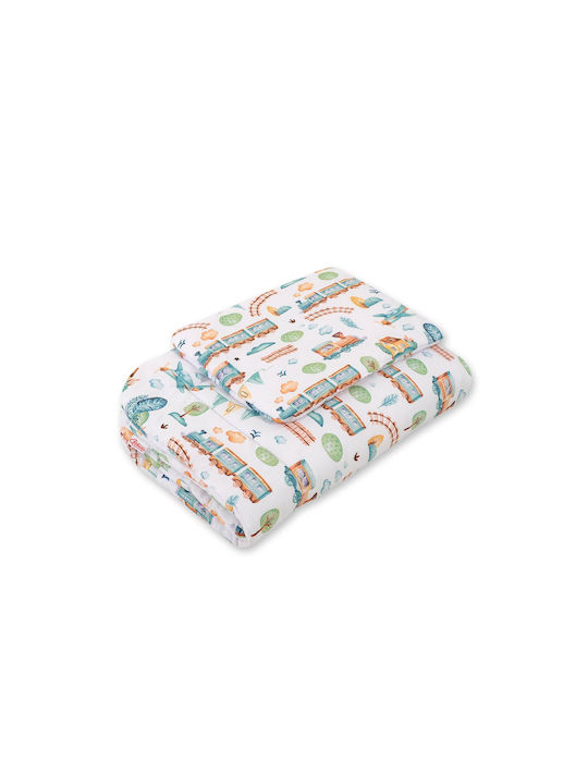 Bobono Set Baby Bettlaken Für Krippe Baumwolle Türkis 75x100cm 2Stück