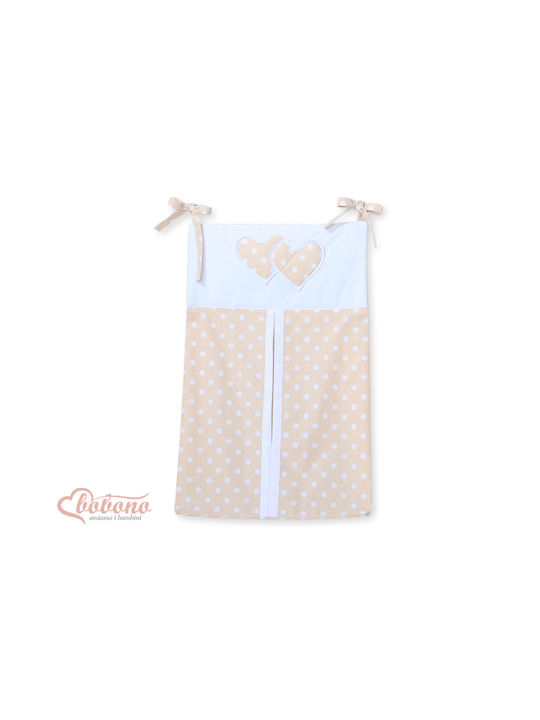Diaper Bag Hanging Hearts White Polka Dots On Beige Background