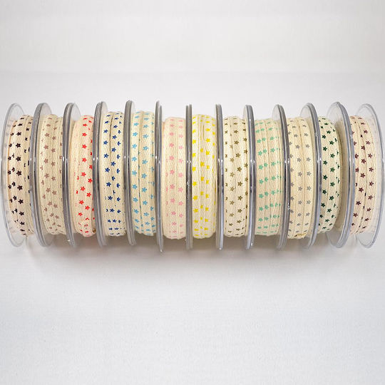 Weihnachtsband Polyester Fischgrätmuster Sterne 6mm X 23m T38713/06