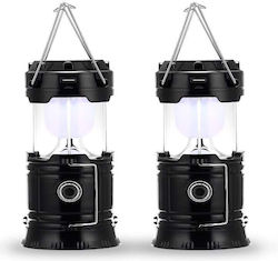 Solar Camping Lantern Flashlight Expandable 2pcs