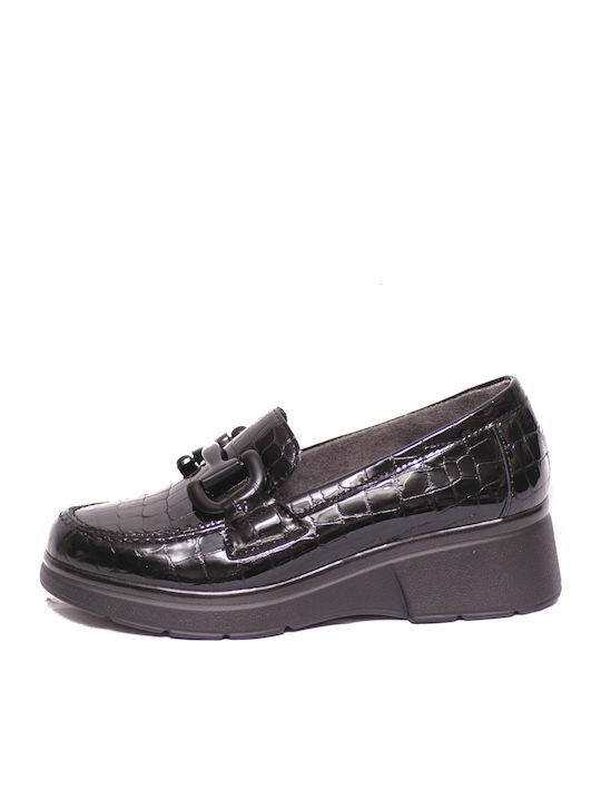 Leather Women's Moccasins in Black Color