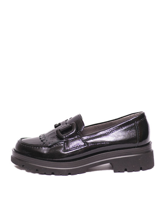 Leather Women's Moccasins in Black Color