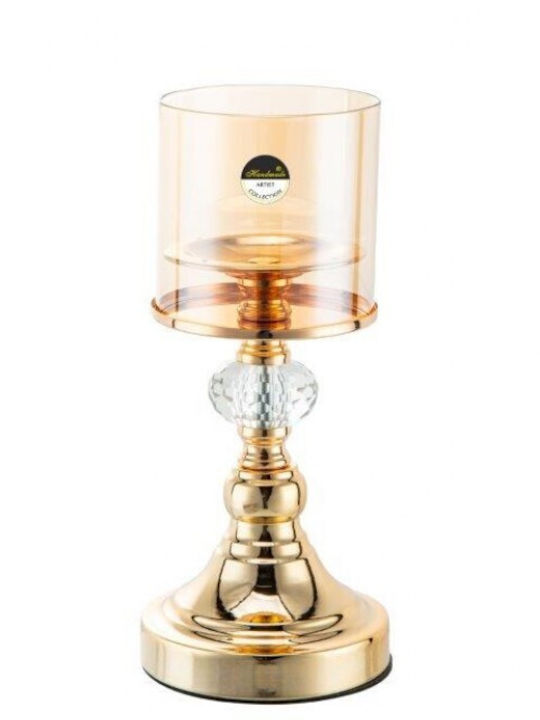 Karvounis Candle Holder Glass in Gold Color 9.7x11.5x26cm 1pcs