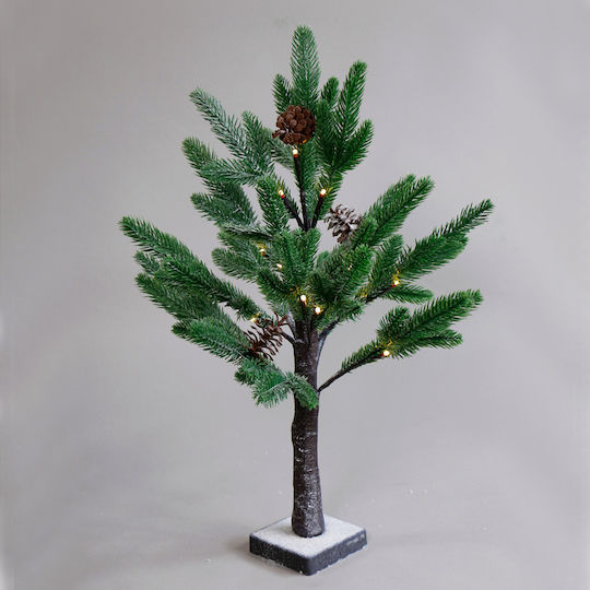 Christmas Decorative Illuminated Tree 60cm IP20 Battery Green Snow Pine Tree With Pine Cones