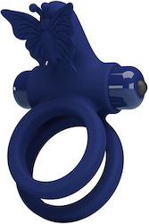 Pretty Love Double Vibrant Inel Cock Silicon Albastru BI-239931