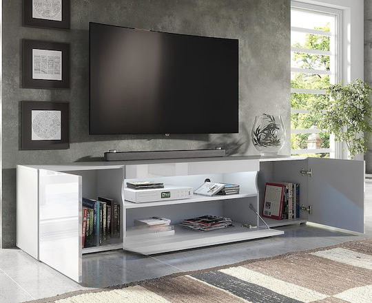 Έπιπλο Τηλεόρασης Spotlight Plus με Φωτισμό LED Λευκό Μ200xΠ40xΥ49cm
