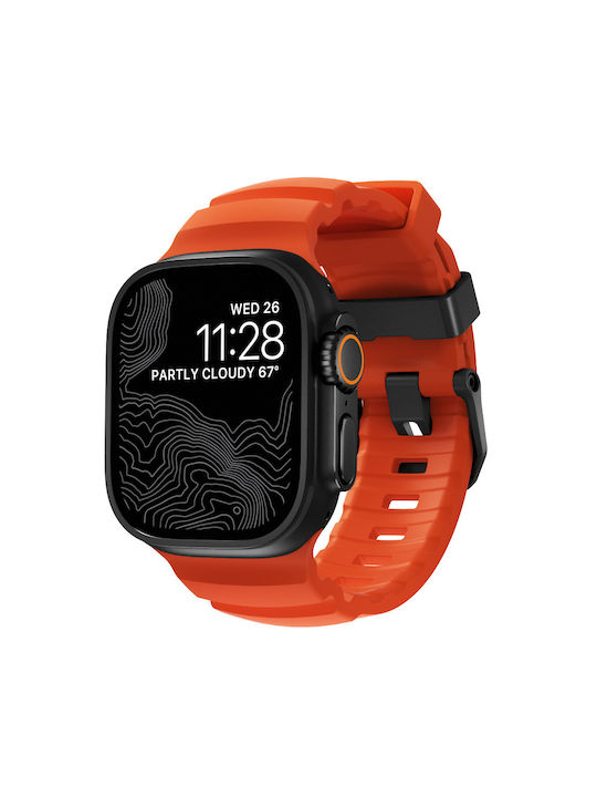 Curea Sport Nomad Rocky Point Fkm din Cauciuc Impermeabilă pentru Apple Watch Seria 4 5 6 Se 8 9 & Ultra 1/2 Apple Seria 10 46mm 42 44 45 46 49mm Magma Portocaliu Negru Nm014865858