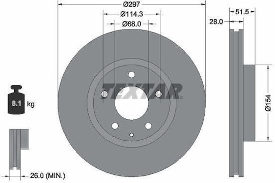 Front Brake Disc Right Left Mazda 6 6/Kombi CX-5 2.0 2.2d 2.5 11.11 Textar