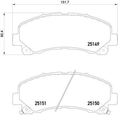 Brembo Disc Brake Pads Set Isuzu D-max I Ii 1.9d 2.5d 3.0d 10.06 Front 61mm Height 152mm Width 17mm Thickness