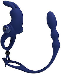 Pretty Love Rabbit Vibrator Vibrant Inel Cock Silicon Albastru BI-239934