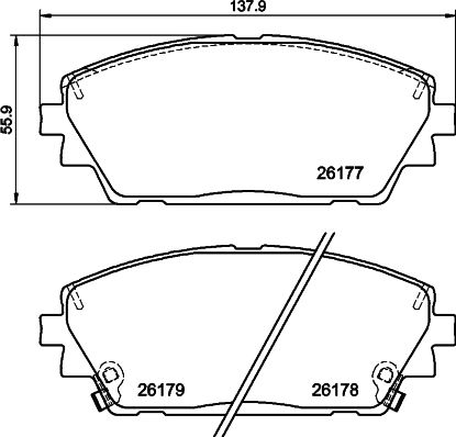 Front Brake Pads Textar Mazda 3 1.8d/2.0h 11.18 Height 55.9mm Width 137.9mm Thickness 15.8mm Wear Sensor Yes