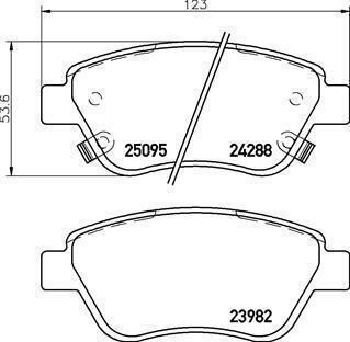 Brembo Disc Brake Pad Set Opel Adam 1.0-1.4lpg 10.12-02.19 Front Height 54mm Width 123mm Thickness 17mm Bosch Wear Sensor