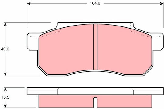 Set Plăcuțe De Frână Partea Din Față Honda Oraș Jazz 1.2/1.3 Trw 104x40.6x15.5mm