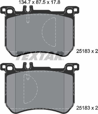 Front Brake Pad Set Textar Mercedes S W222 Sl R231 2.9d-4.7 01.12 Height 87.5mm Width 134.7mm Thickness 17.8mm