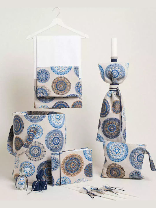 Handmade Baptism Set for Boy Blue Mandala Theme 11pcs 331095 Ntampoudis Ntm-331095