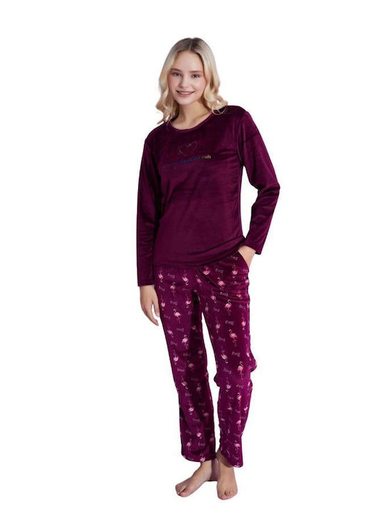 Tarik Winter Damen Pyjama-Set Burgundy