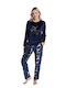 Tarik Winter Damen Pyjama-Set Dark Blue