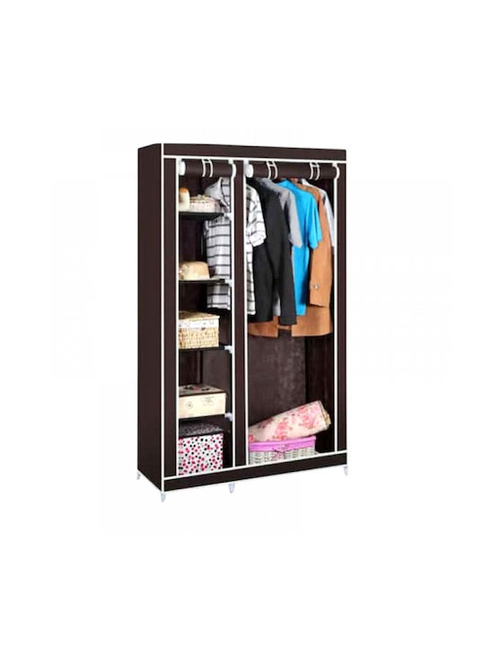 Stoffkleiderschrank mit Reißverschluss und Regalen in Braun Farbe 105x45x175cm