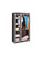 Fabric Wardrobe with Zipper and Shelves in Brown Color 105x45x175cm