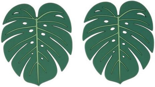 Atmosphera Round Coaster Wooden Green 10cm 2pcs