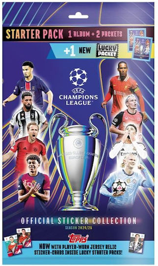 Topps 2024-25 Uefa Champions League Αυτοκόλλητα Starter Pack Άλμπουμ + 18 Αυτοκόλλητα