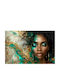 3D Wandbild Tapete Charmante Frau Grün Gold Furnier 260x390