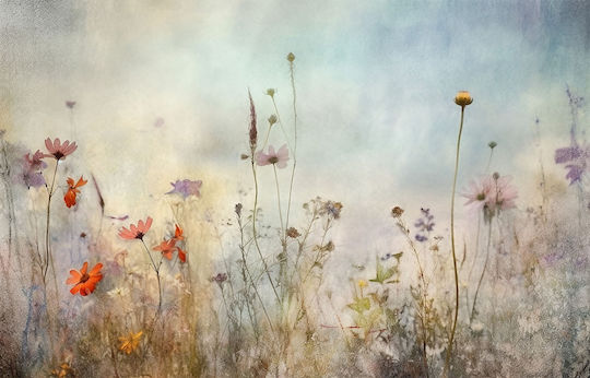 Pastell Wandbild Wohnzimmer Wanddekoration Blumenwiese 197x296