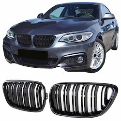 Mask Hearts BMW 2 F22 F23 14-16 M4 Look Double Grille Glossy Black 2 Pieces