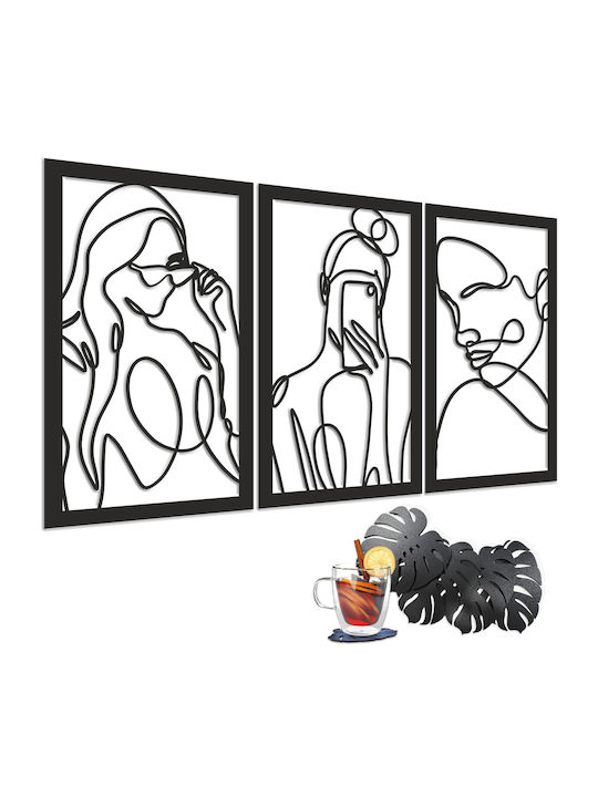 Tablou Deschis Triptic Femei Panou Decorativ pentru Perete Living 56x96