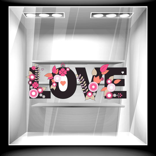 Sticker Ziua Îndrăgostiților Flori de Dragoste 80cm X 32cm