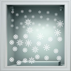 Fensteraufkleber Schneeflocken Set mit 48 Stück...