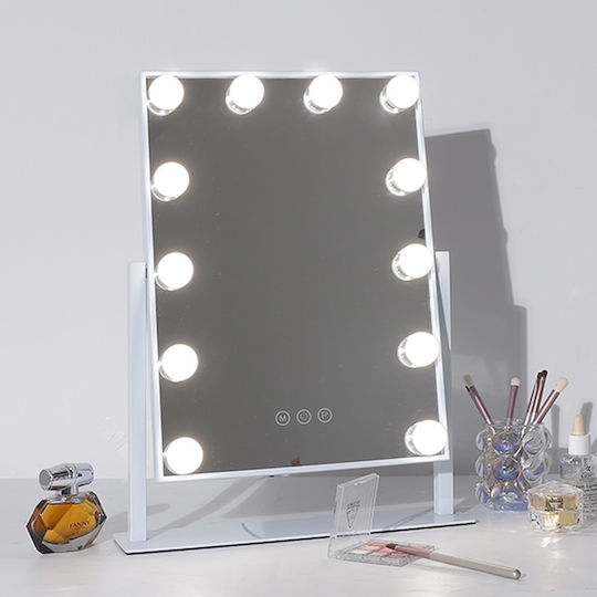 Lighted Makeup Mirror Hollywood White