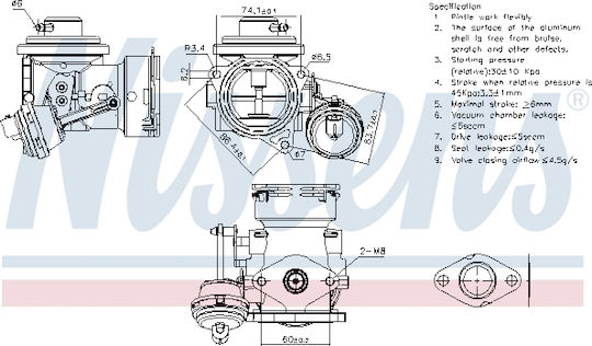 Supapă EGR Nissens Seat Altea Toledo III Skoda Octavia II Vw Caddy III 1.9d Fără Supapă EGR Radiator Euro 3/4