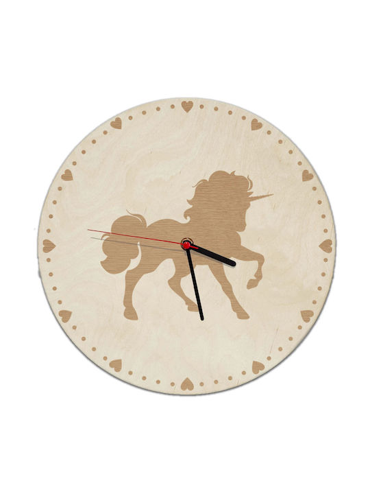 Ceas de Perete din Lemn cu Unicorn Decor pentru Camera Copiilor 40cm