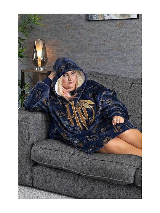 Harry Potter Vuddie Pătură Polar Fleece Cu Mâneci 80x93 cm Albastră